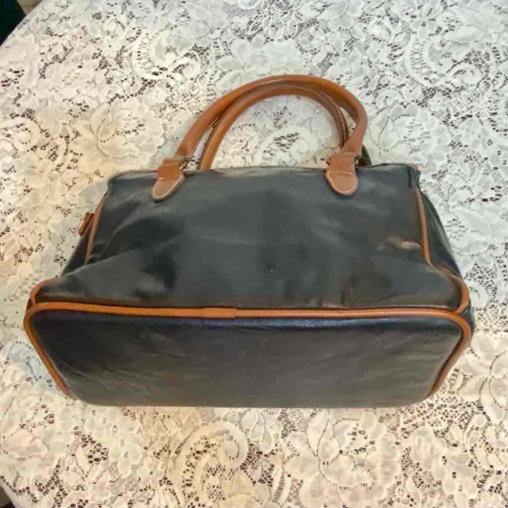 Dolce Vita Black Leather Handbag with Brown Leather Trim/ Strap