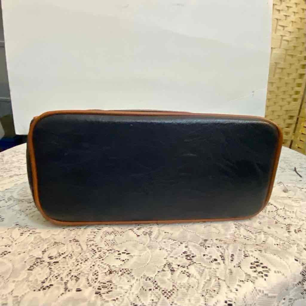 Dolce Vita Black Leather Handbag with Brown Leather Trim/ Strap
