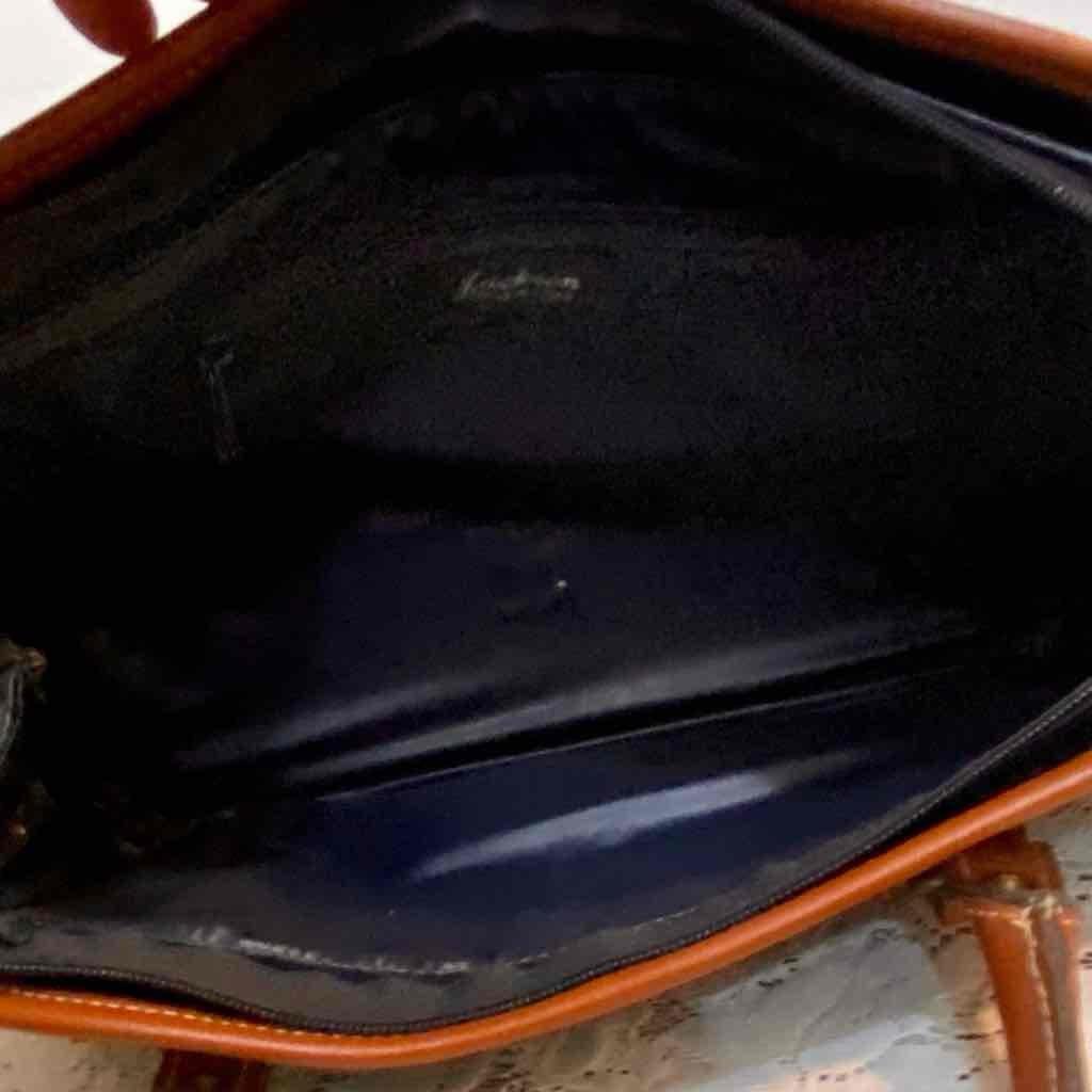 Dolce Vita Black Leather Handbag with Brown Leather Trim/ Strap