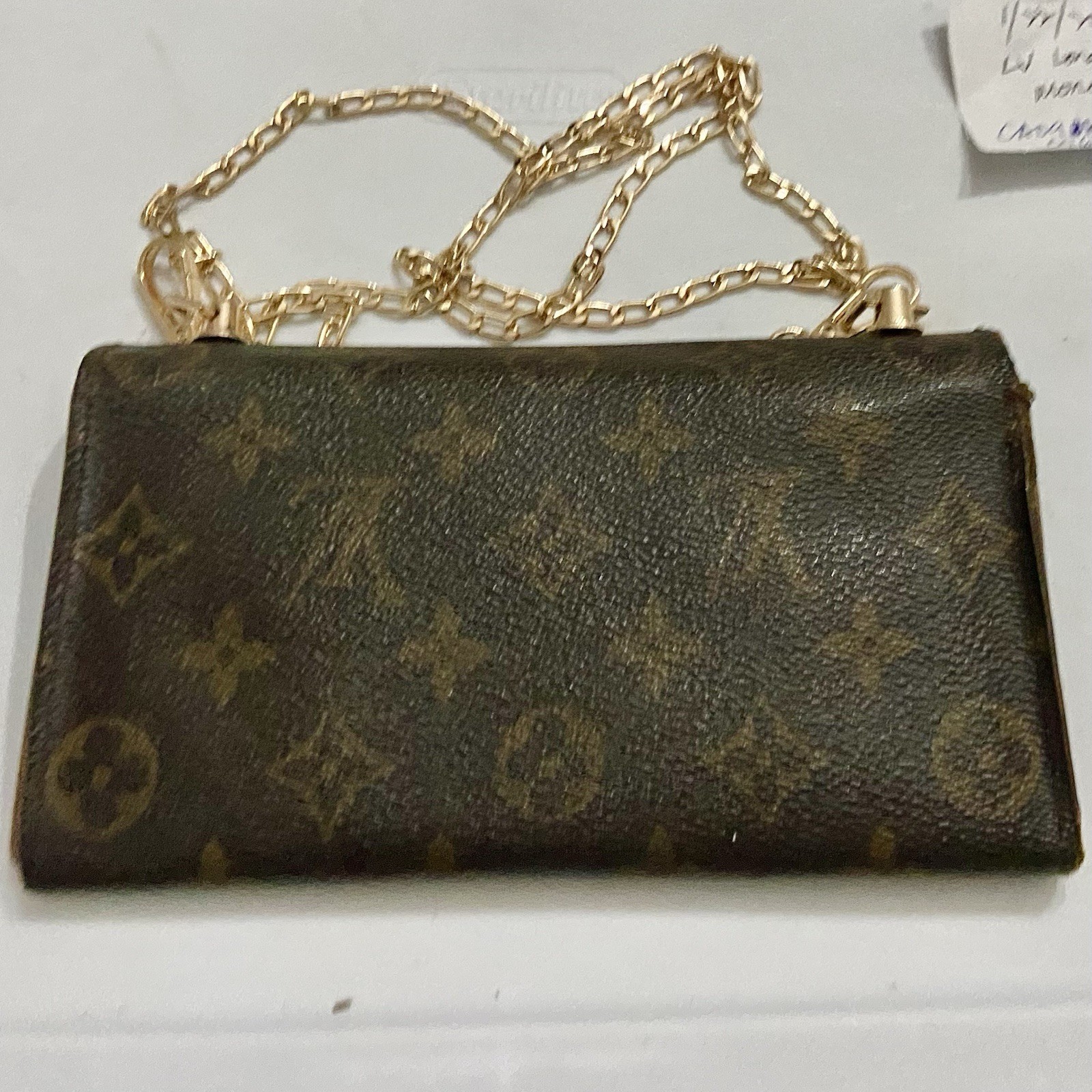 Louis Vuitton, Brown Mono, Bi-Fold Long Wallet -Crossbody 7.5in x 4in (CA0964)