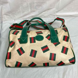 Vintage, Rare, Gucci, Beige Canvas, Sherry Line Shoulder-Crossbody Bag
