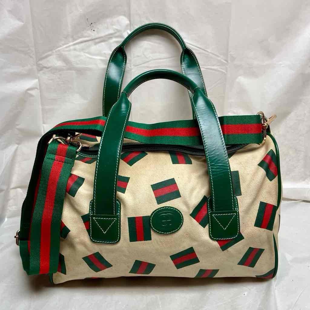 Vintage, Rare, Gucci, Beige Canvas, Sherry Line Shoulder-Crossbody Bag