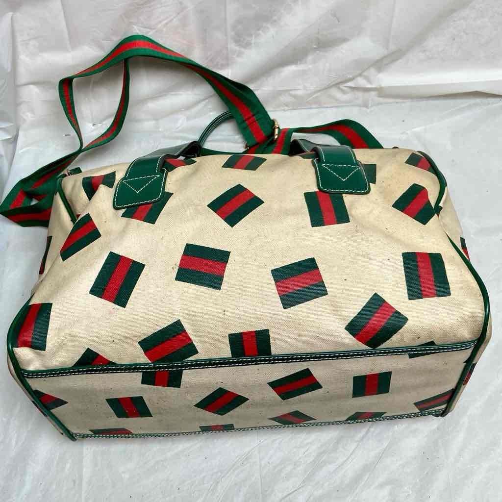 Vintage, Rare, Gucci, Beige Canvas, Sherry Line Shoulder-Crossbody Bag