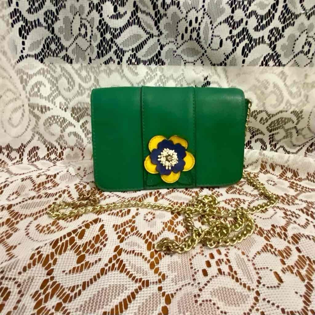 Green Floral Small Crossbody Bag 7in x 4.5in x 2in