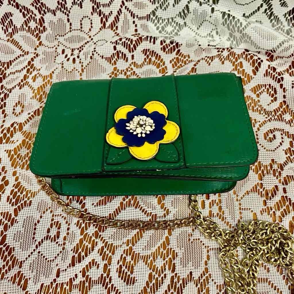 Green Floral Small Crossbody Bag 7in x 4.5in x 2in