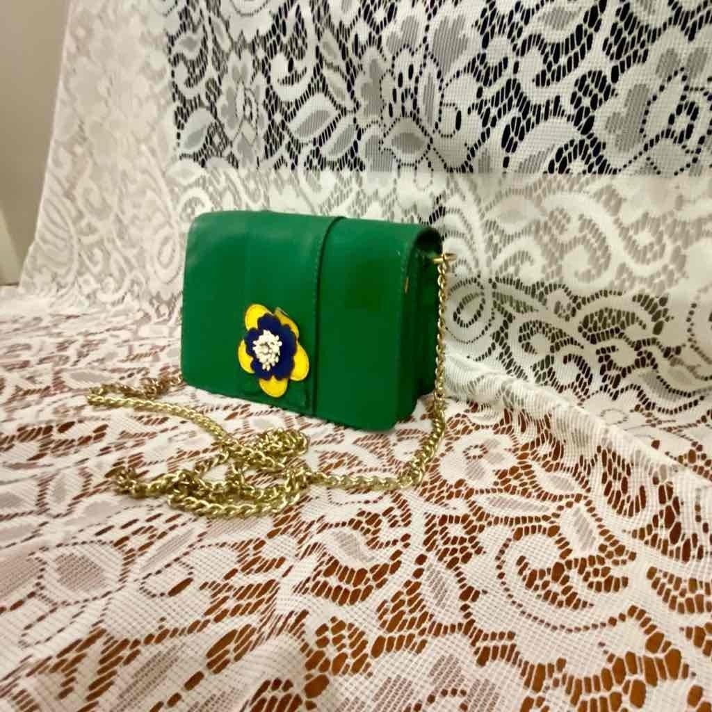 Green Floral Small Crossbody Bag 7in x 4.5in x 2in