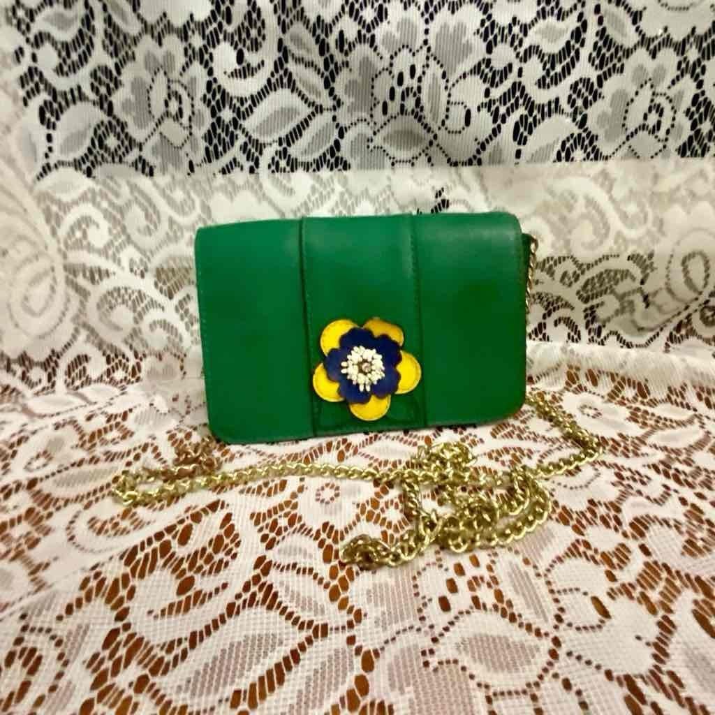 Green Floral Small Crossbody Bag 7in x 4.5in x 2in