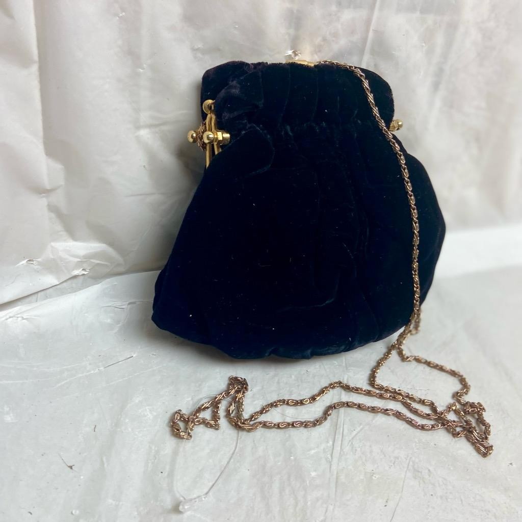 Vintage, Vanessa , Black Velvet Evening Crossbody Bag
