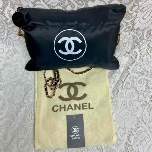 Chanel, Black Amenity- Complimentary Pouch Crossbody Bag 12in x 8in