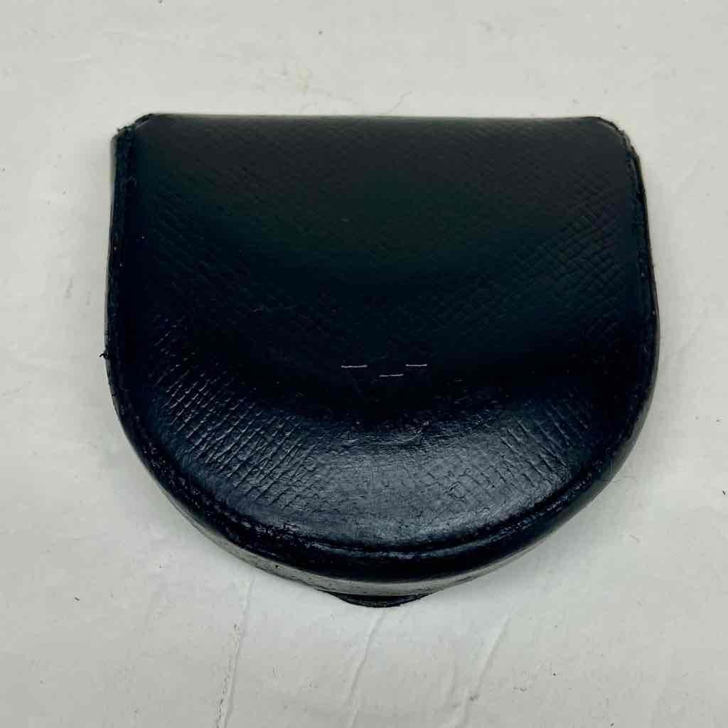 Authentic Louis Vuitton, Black-Green Taiga Leather Coin Purse 3.5in x 3.5in