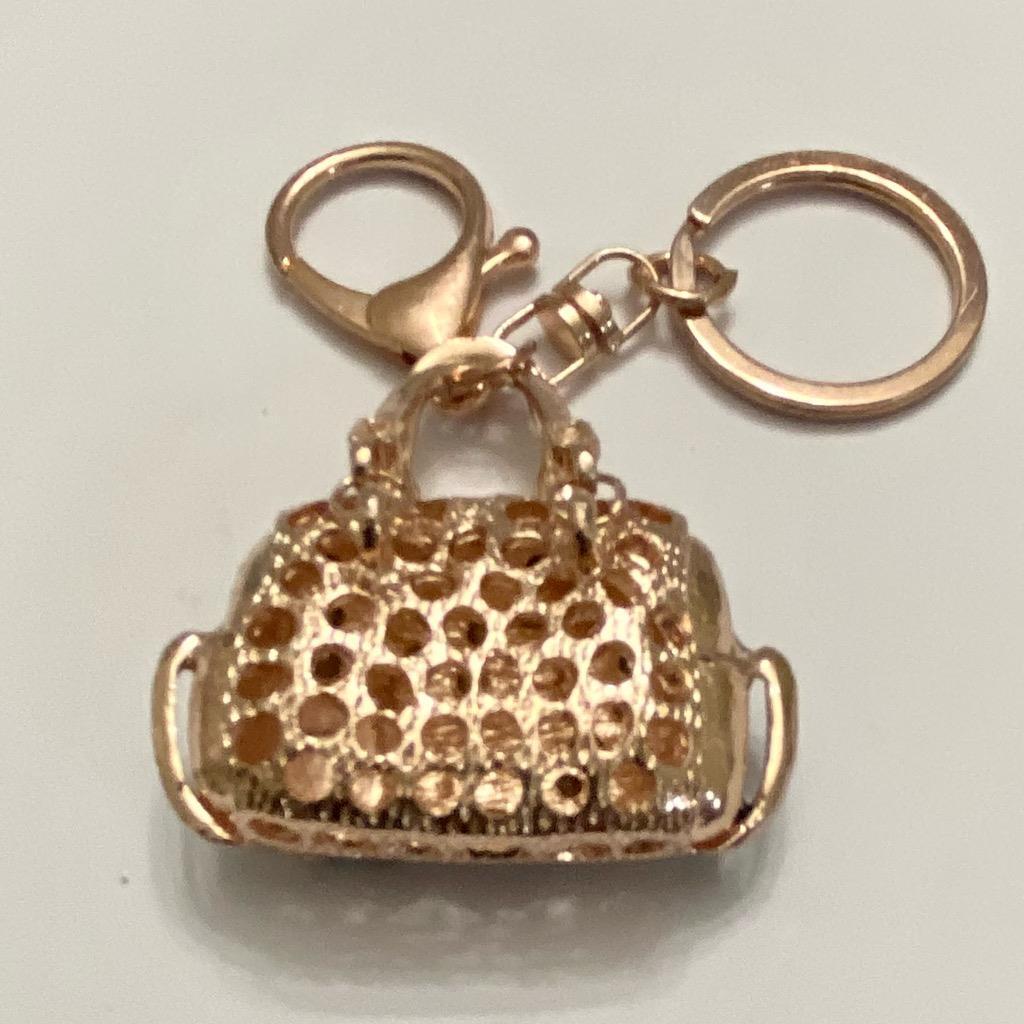 Stunning, 2-Way Black Floral Rhinestone Handbag Charm -Key Chain