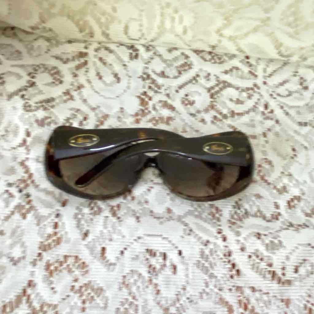 Vintage Gucci, Italy, Black Sunglasses With Original Case