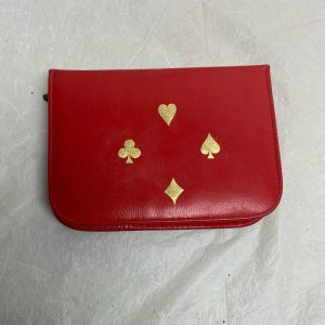 Vintage, Red Leather Double Card Case 6in x 4in