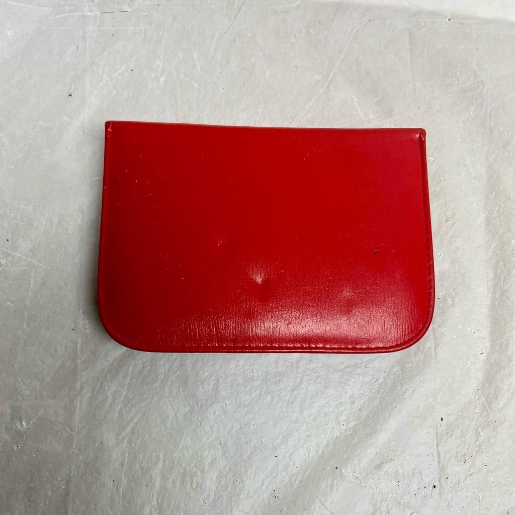 Vintage, Red Leather Double Card Case 6in x 4in