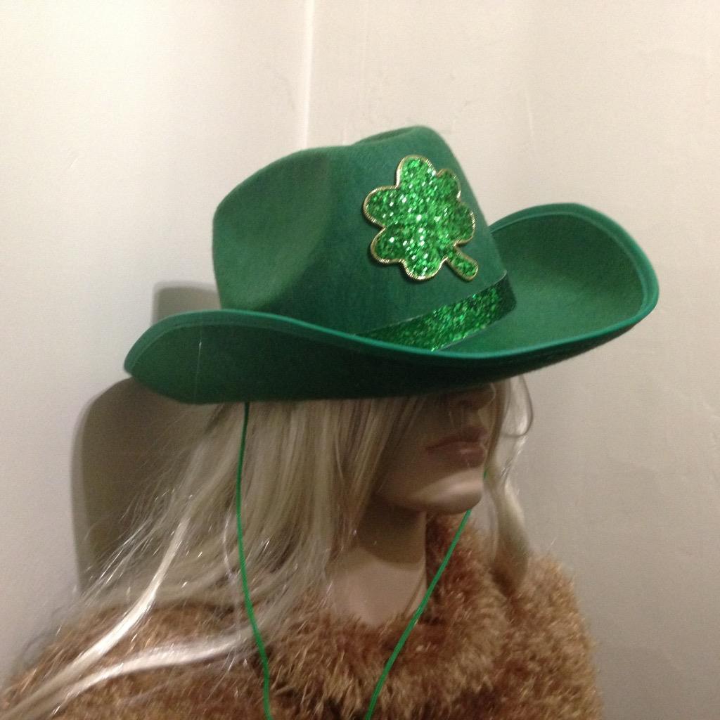 Vintage, St. Patricks, Green Cowboy Wide Brim Hat