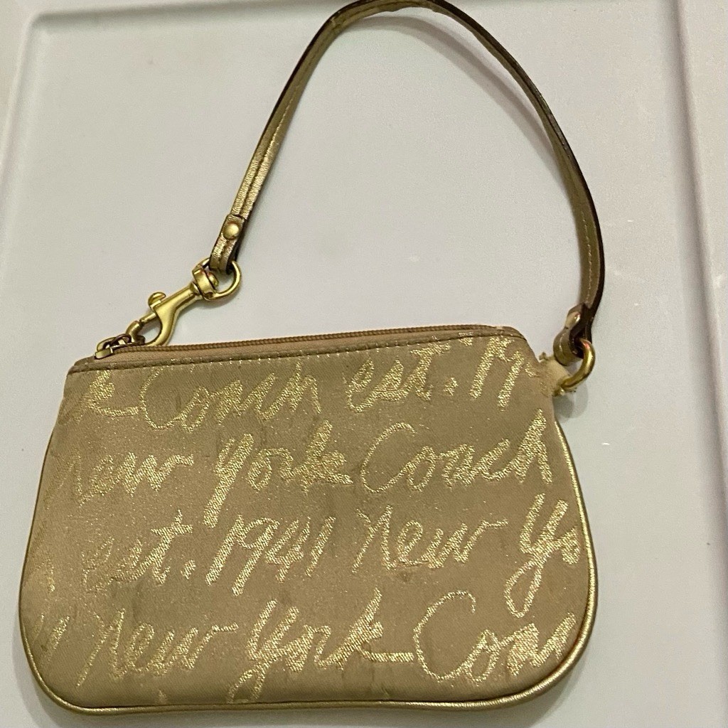Coach Poppy Est. 1941 New York Gold -Tan Jacquard Wristlet