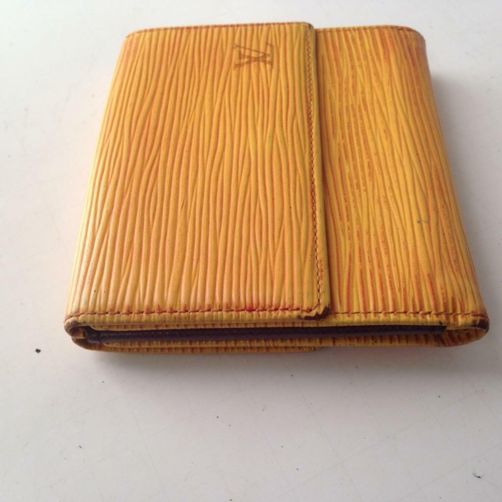Authentic, Louis Vuitton, Yellow Epi Leather Wallet-Coin Purse 4in x 4in(MI0954)