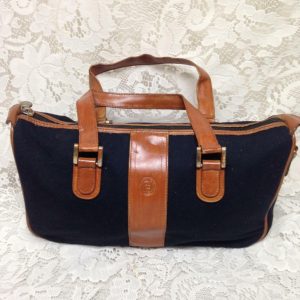 Authentic Fendi, Blue Canvas Handbag 11in x 6in x 4.5in