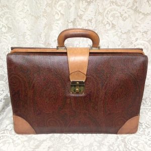 Vintage, Rare, Etro, Italy Burgundy Paisley Large Briefcase 18in x 12in x 7in
