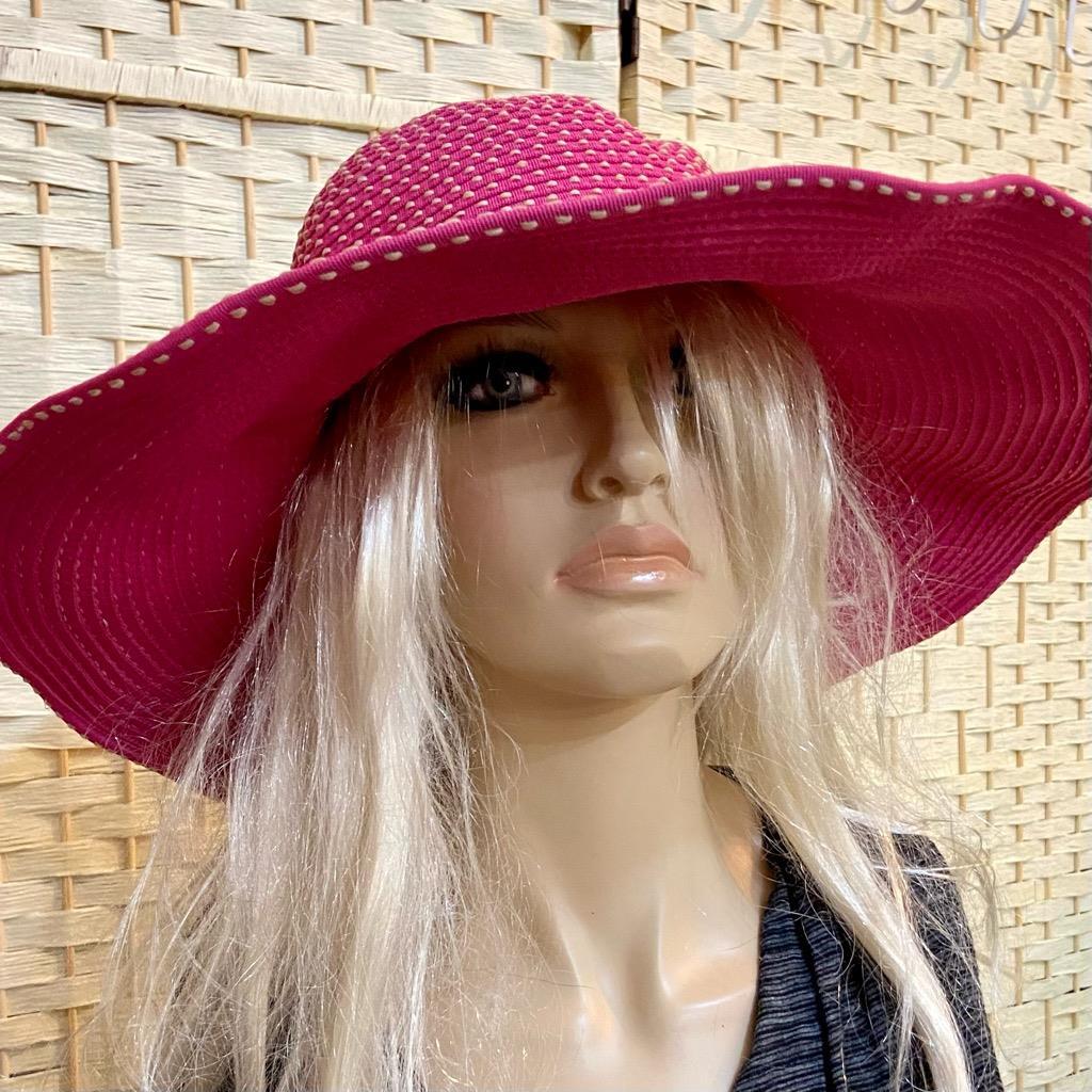 Elegant San Diego Hat Co., Fuchsia Wide Brim Hat Size 7-8