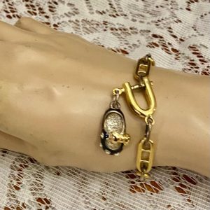 Vintage, Gideon Black Enamel Shoe Gold Filled Bracelet