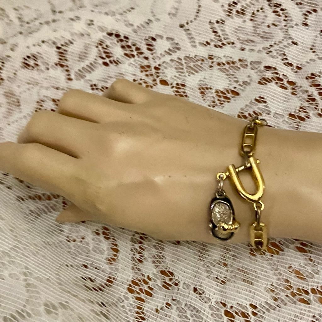 Vintage, Gideon Black Enamel Shoe Gold Filled Bracelet