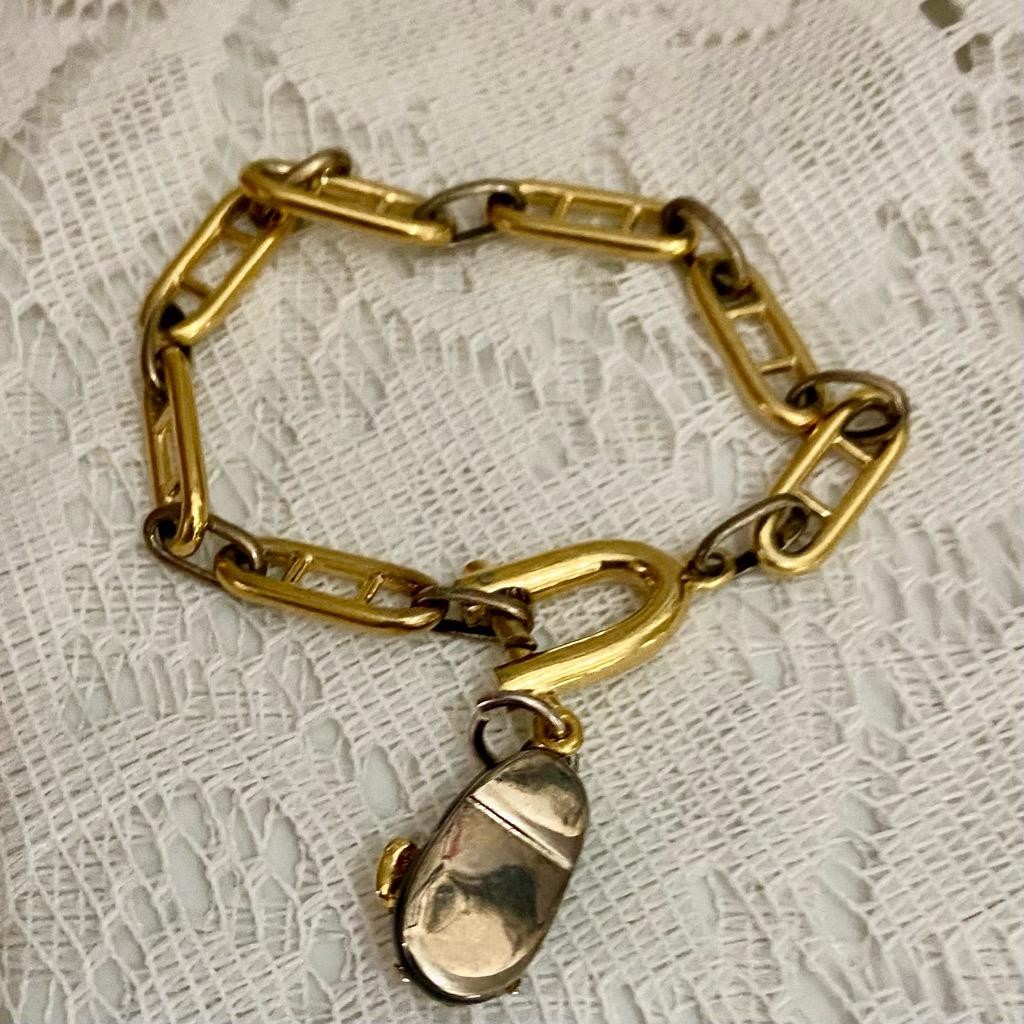 Vintage, Gideon Black Enamel Shoe Gold Filled Bracelet