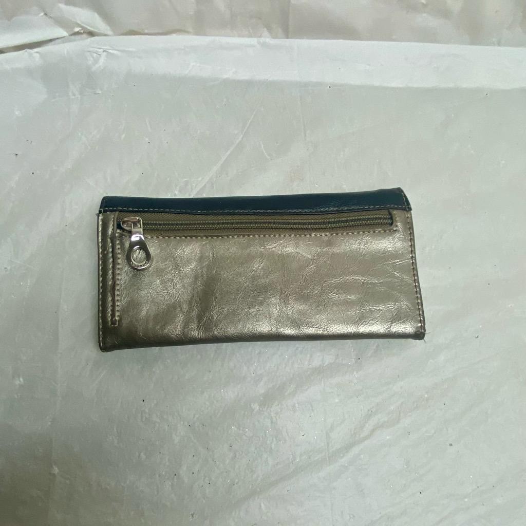 Vintage Relic, Black-Gold Leather Long Wallet 7.5in x 4in