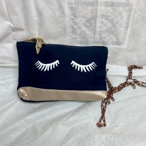 Ipsy Black -Eyelashes Crossbody Pouch