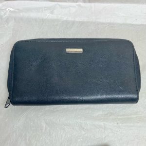 Vintage, Black Leather, Long Zippy Wallet 7.5in x 4in