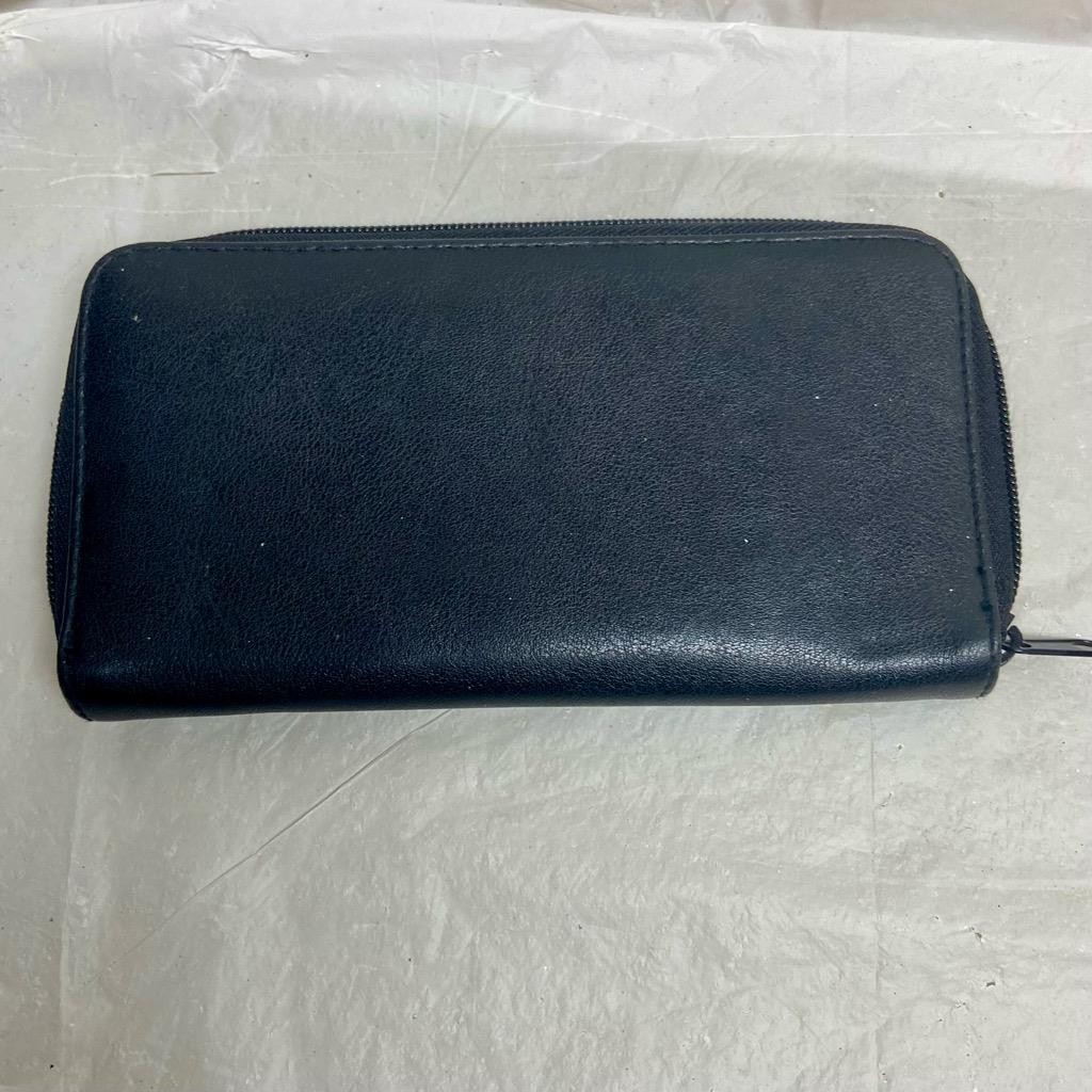 Vintage, Black Leather, Long Zippy Wallet 7.5in x 4in
