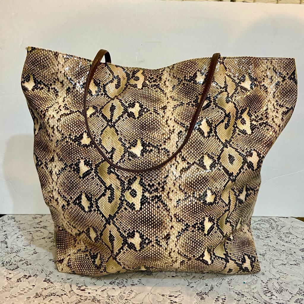 DSW 2-pc Large Faux Snakeskin Tote or Weekender Bag with Coin Wallet