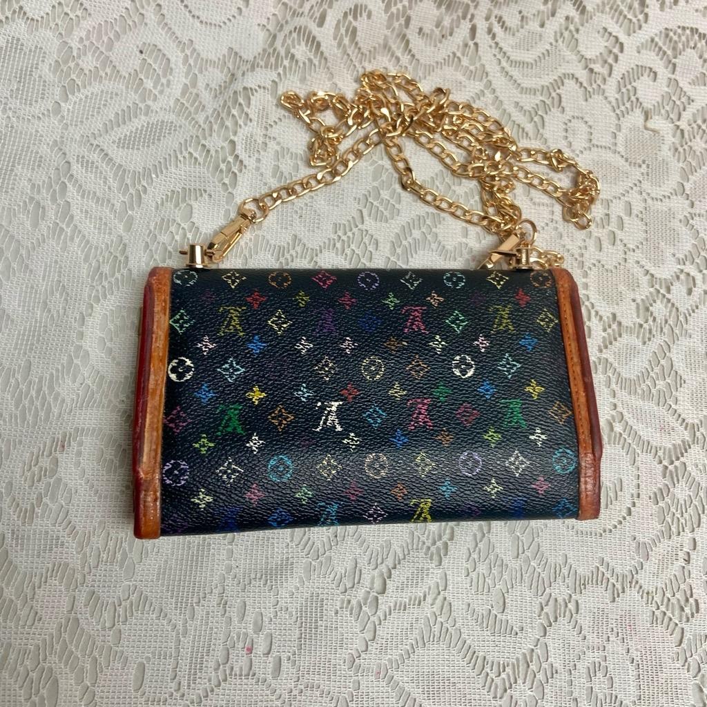 Authentic, Rare, Louis Vuitton Black Mono Tri-Fold -Zip Wallet 7.5in x 4.5in
