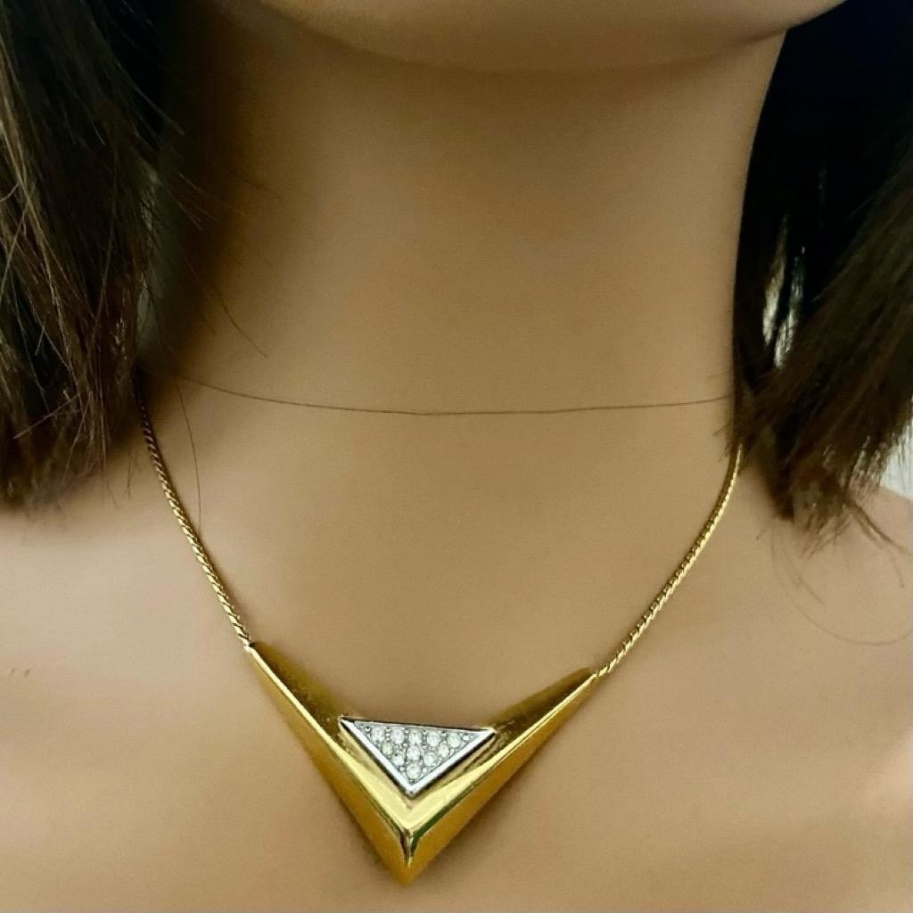 Vintage, Givenchy 1979 Paris-New York 16-inch Gold Tone Necklace w/ Earrings