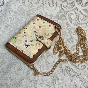 Louis Vuitton Multi-color White Compact Kisslock Bifold Wallet 5.5inx4in(TH0034)