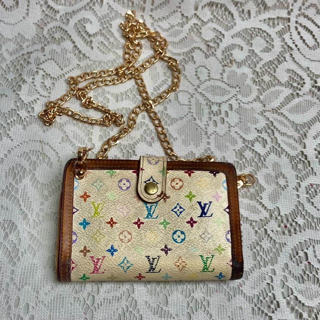 Louis Vuitton Multi-color White Compact Kisslock Bifold Wallet 5.5inx4in(TH0034)