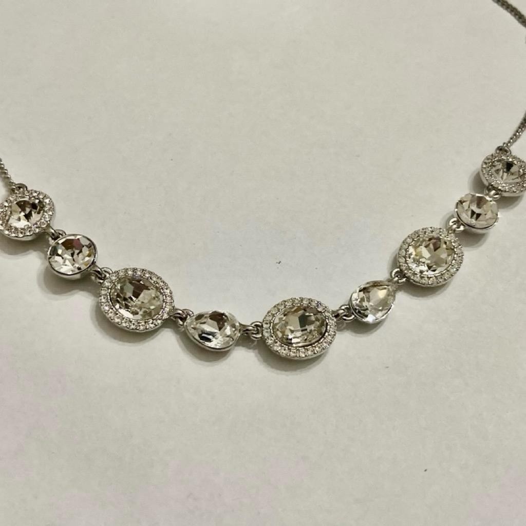 Vintage, Givenchy Silver Tone and Chunky Round Crystal Necklace and Earrings