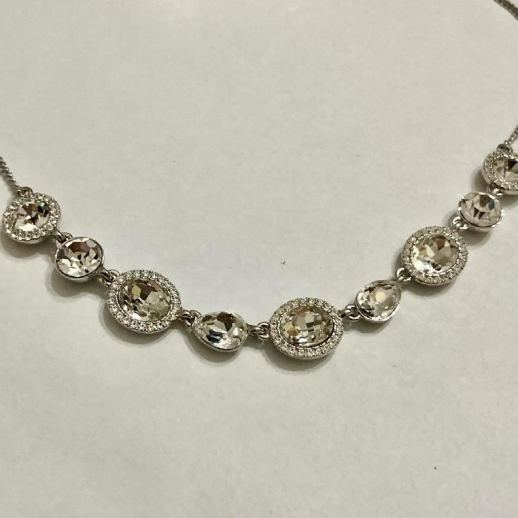 Vintage, Givenchy Silver Tone and Chunky Round Crystal Necklace and Earrings