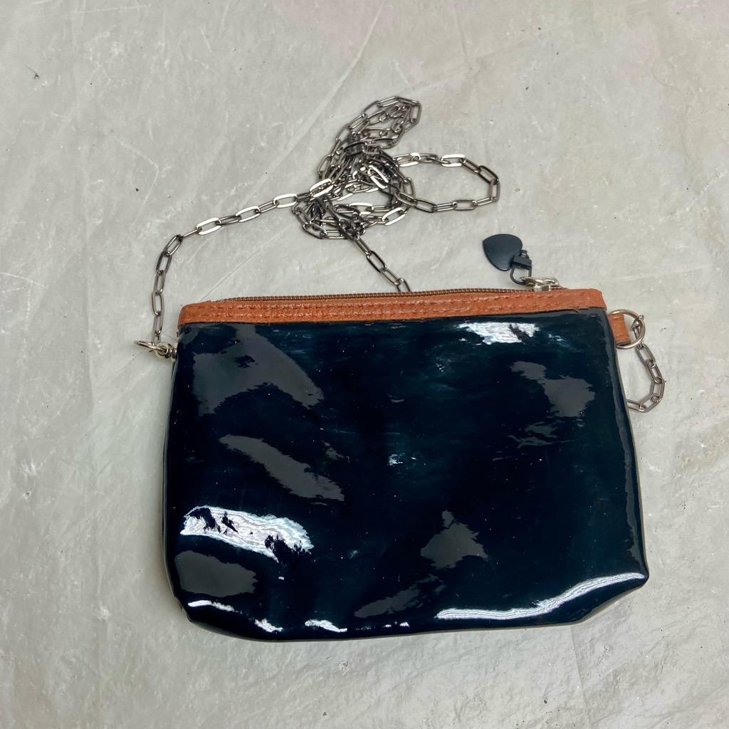 Nine West Black Patent and Tan Leather Crossbody Pouch