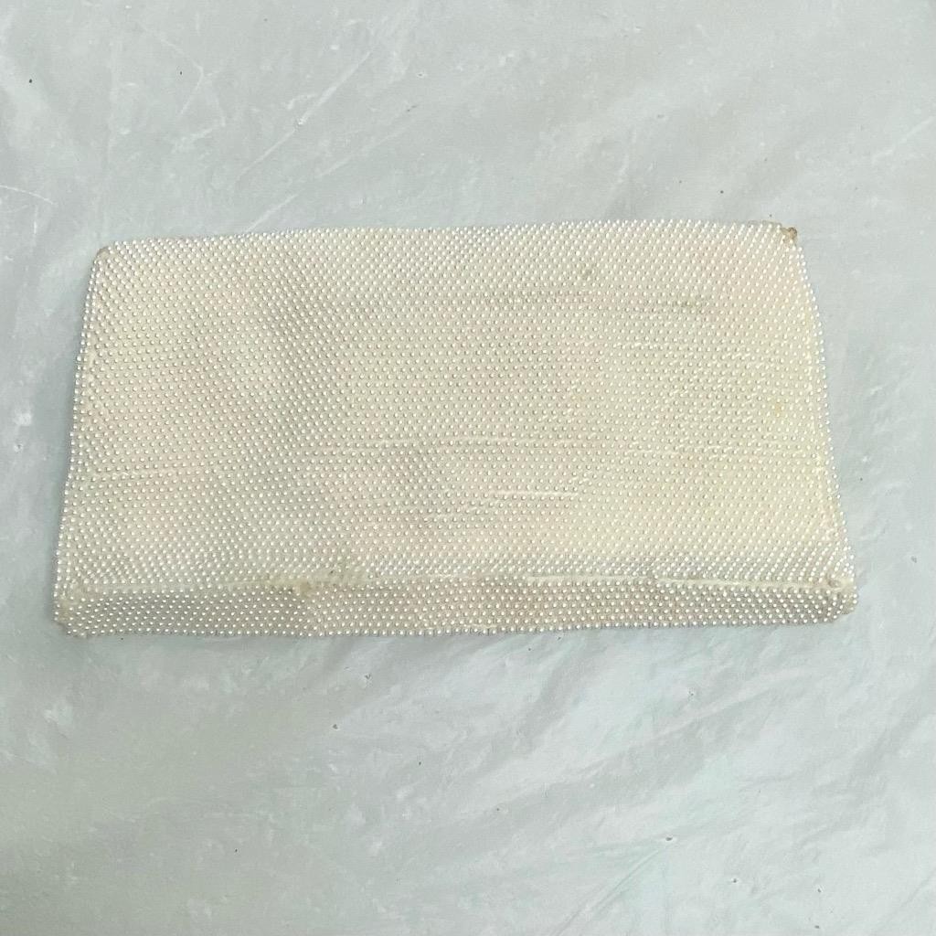 Vintage, White and Black Beaded Clutch Envelope Clutch or Wallet