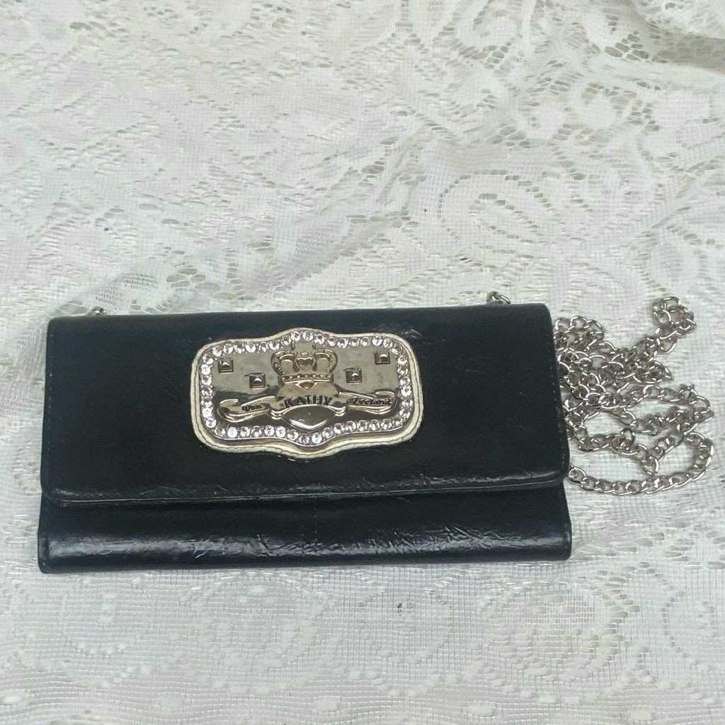 Vintage, Black Kathy Van Zeeland Crossbody Bag 7in x 4.25