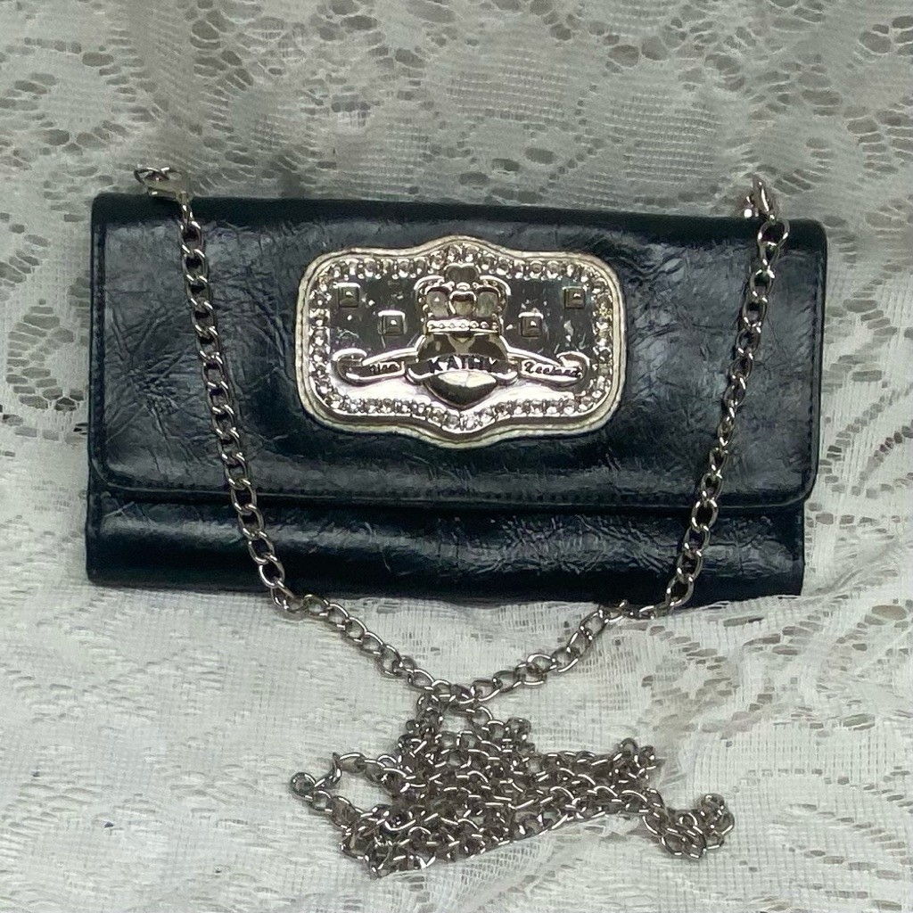 Vintage, Black Kathy Van Zeeland Crossbody Bag 7in x 4.25