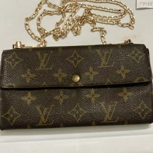 Louis Vuitton, Brown Mono, Bi-Fold Long Wallet-Crossbody 7.5in x 4in (TH1805)