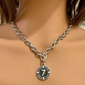 Karl Lagerfeld Silver Tone 18-inch Necklace with Black Round Karl-7 Rhinestones