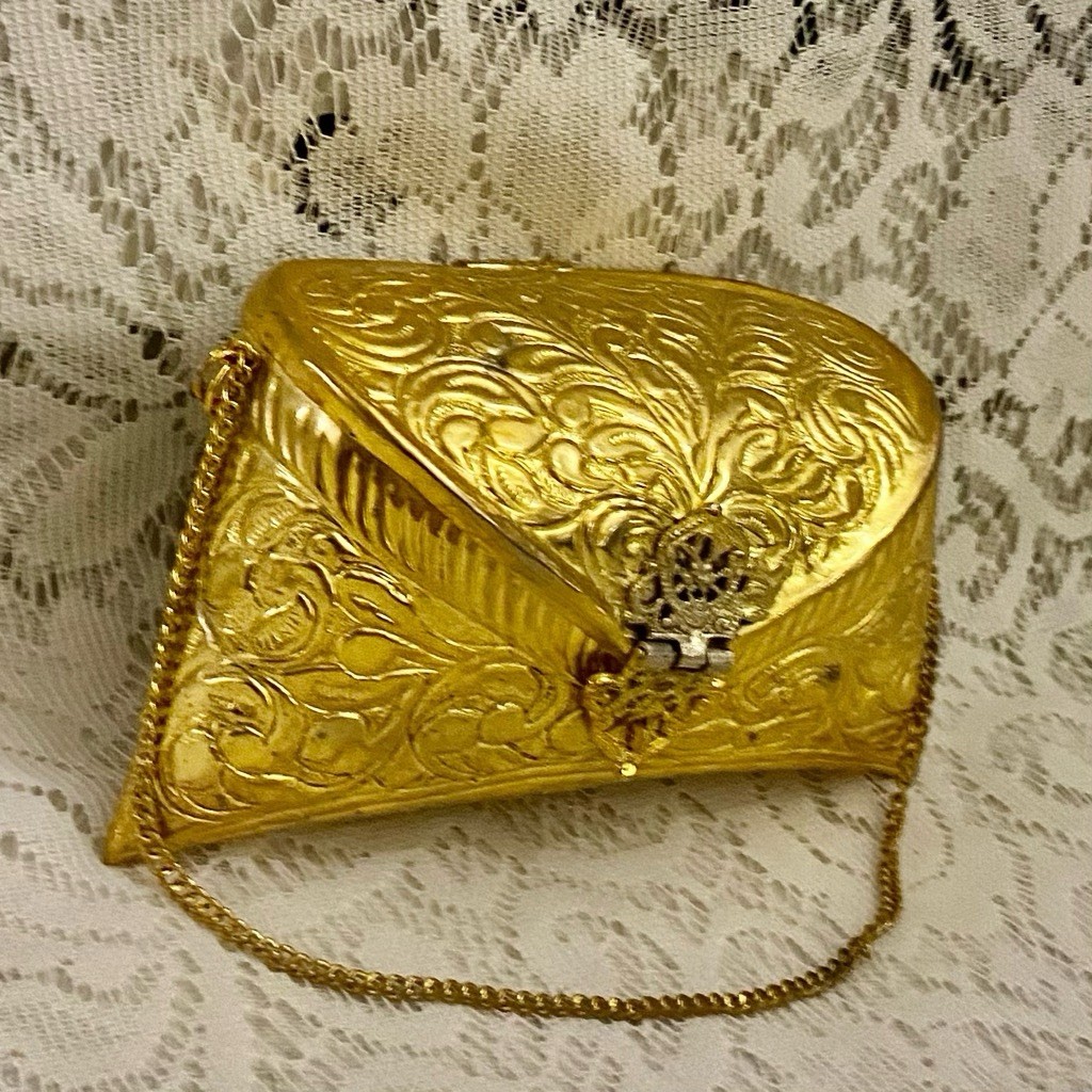 Antique-Art Deco Elegant Brass Purse- Shoulder Bag 6.5in x 3.5in x 3in