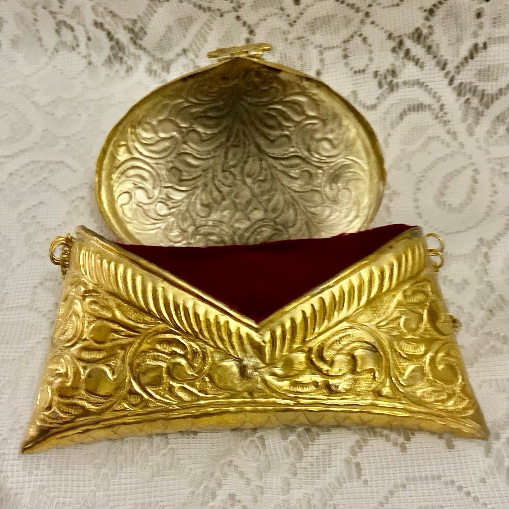 Antique-Art Deco Elegant Brass Purse- Shoulder Bag 6.5in x 3.5in x 3in