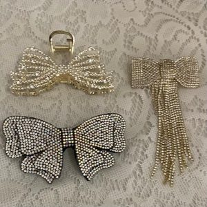 Vintage, Lot of 3 Rhinestones Hair Clips