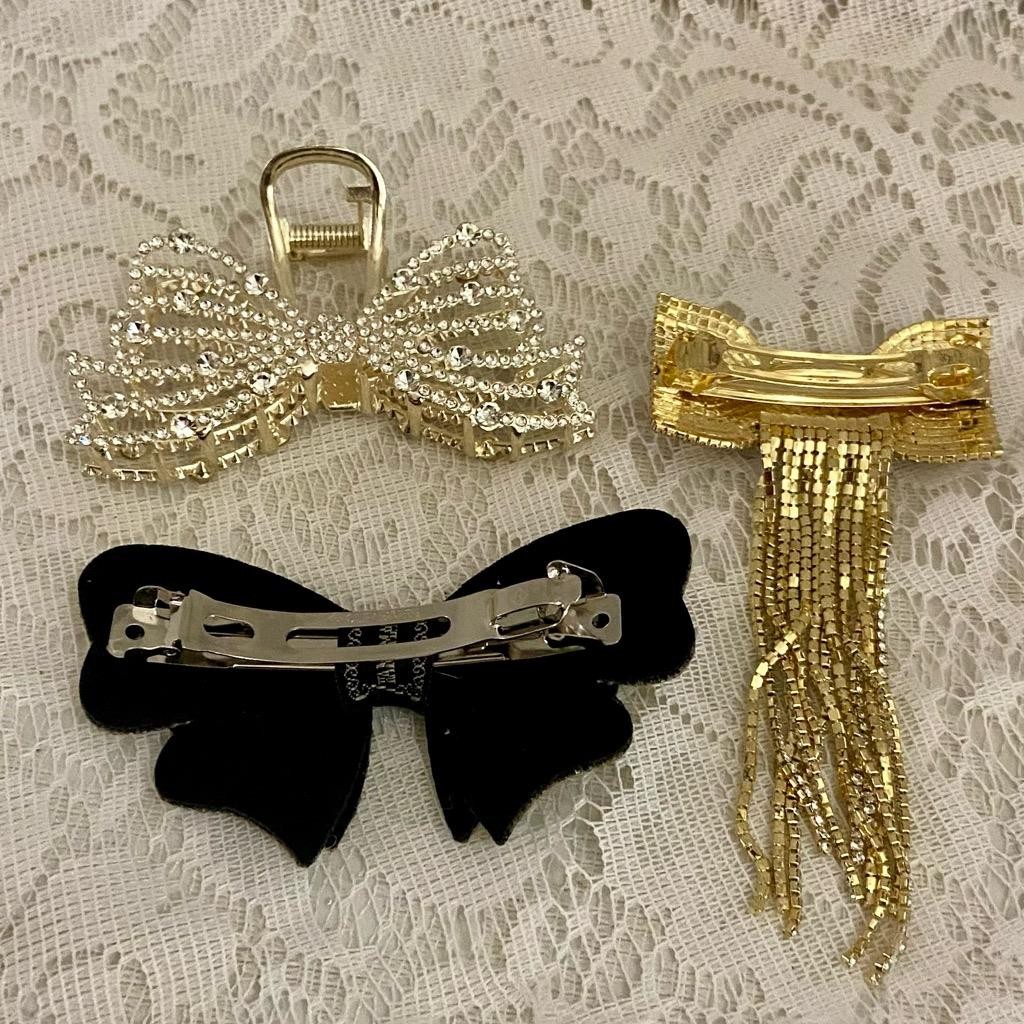 Vintage, Lot of 3 Rhinestones Hair Clips