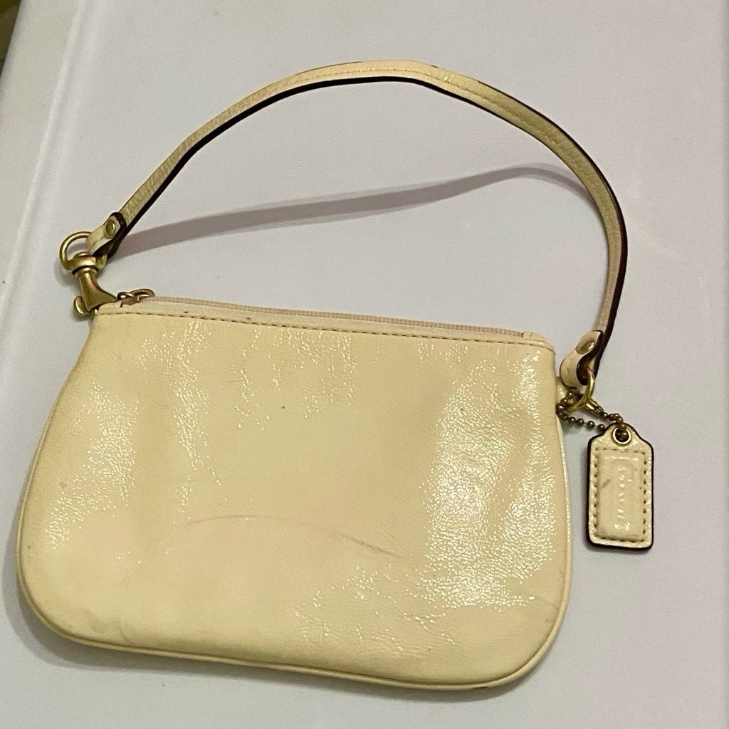 Coach Cream Patent Leather Wristlet