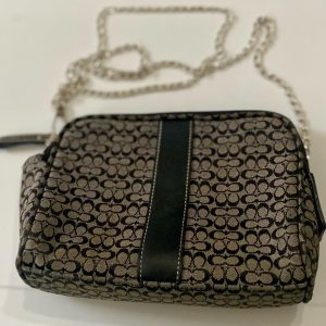 Coach Jacquard Black Micro Signature Wristlet-Crossbody 7in x 5in x 1.5in